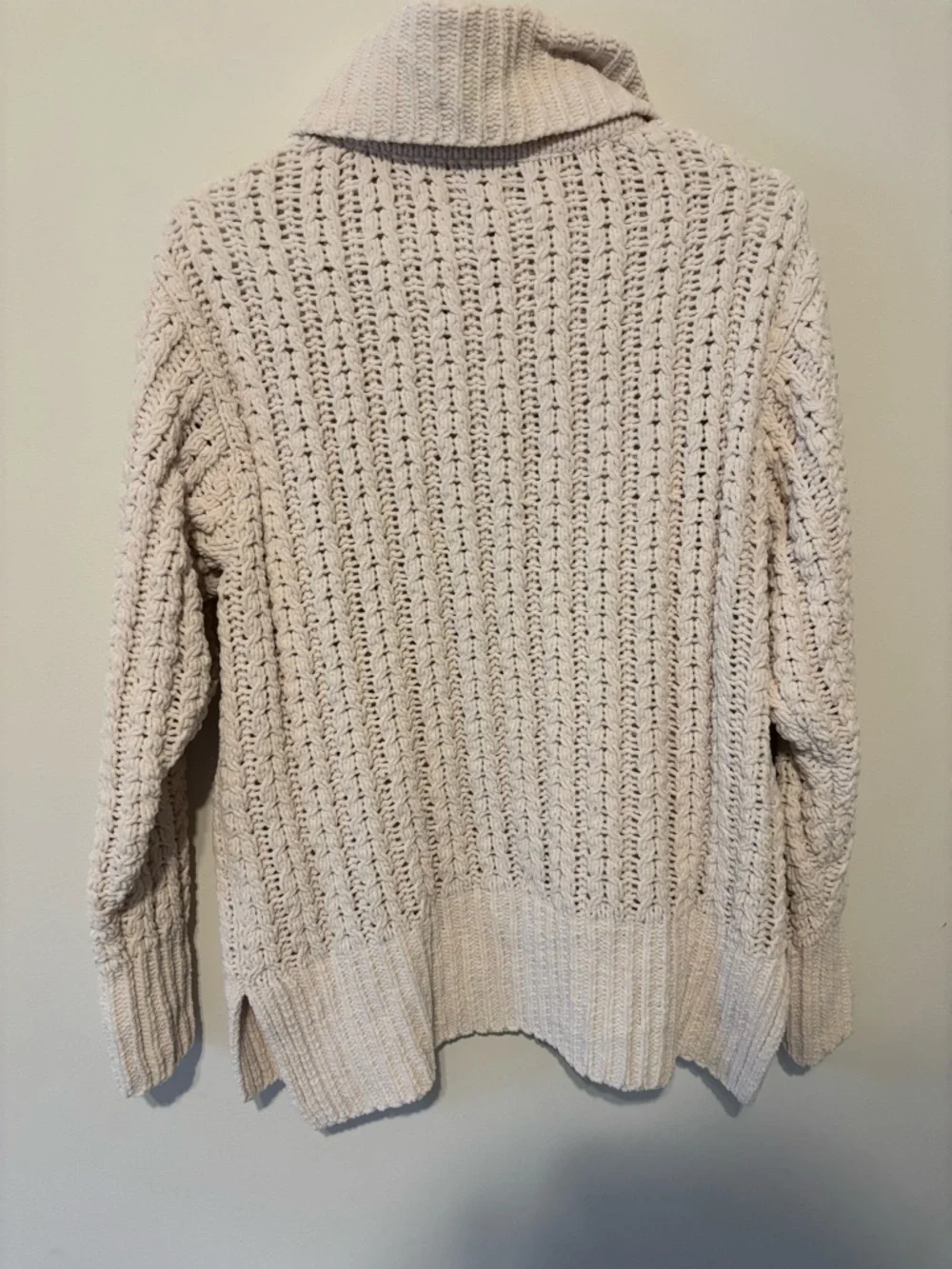Aerie Women's Chunky Cream Oversized Quarter Zip Cable Knit Sweater Size XS